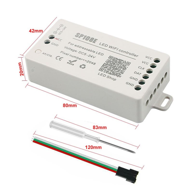 VIPMOON SP108E LED WiFi Controller, Wireless Remote Control for WS2811 WS2815 WS2801 SK6812 WS2813 SK9822 APA102C Addressable RGB LED Pixels Strip - Image 3